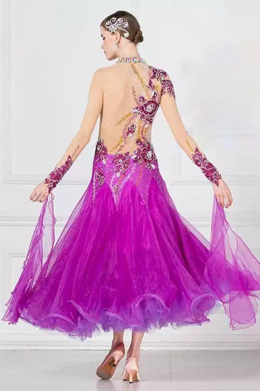 Bailebelle Fashion modern dance performance costumes 2018 new adult female ballroom dance costumes competition costumes  Purple image 1