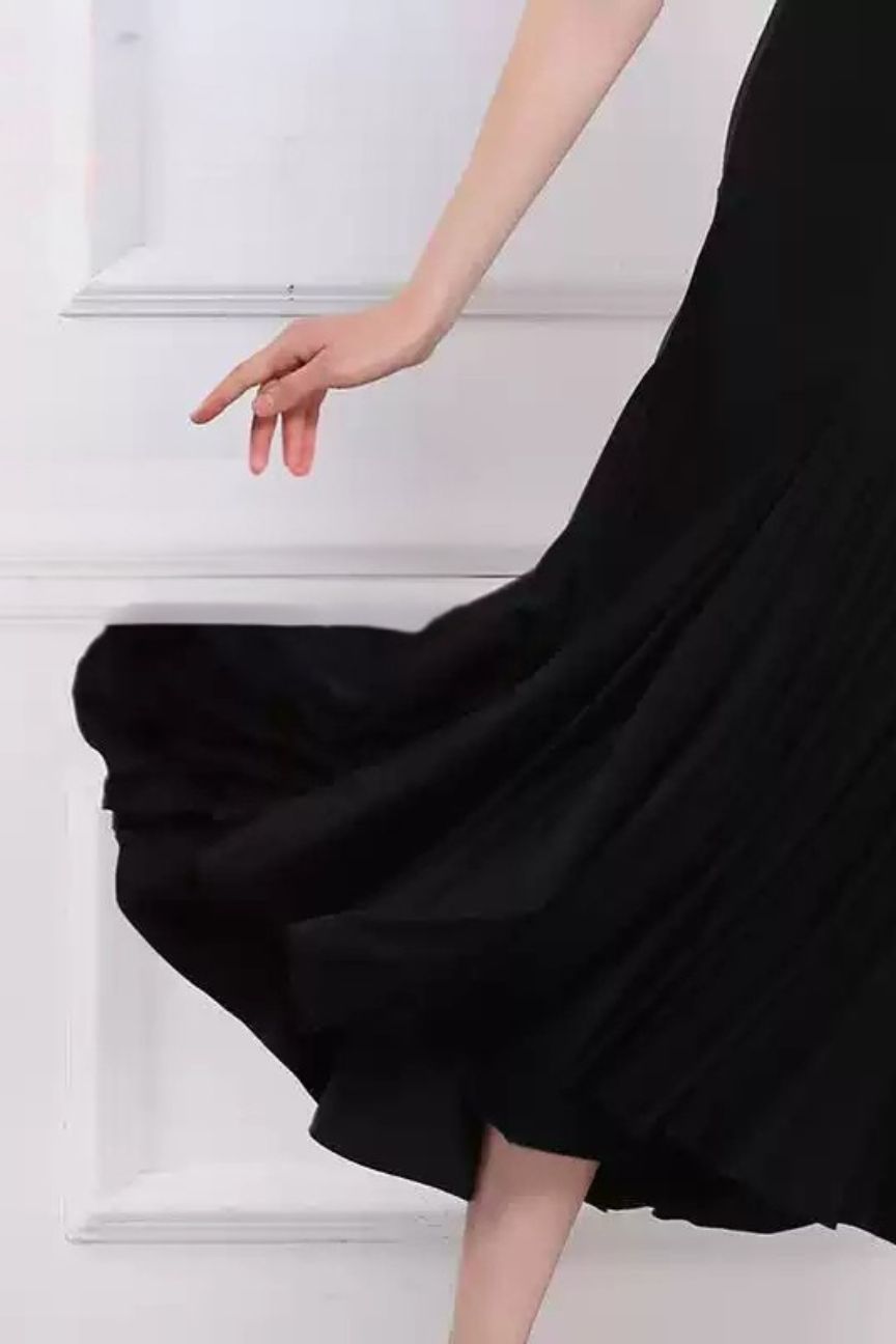 dance modern dance practice clothes adult female splicing contrast color training dance clothes big swing skirt dance performance dress image 0