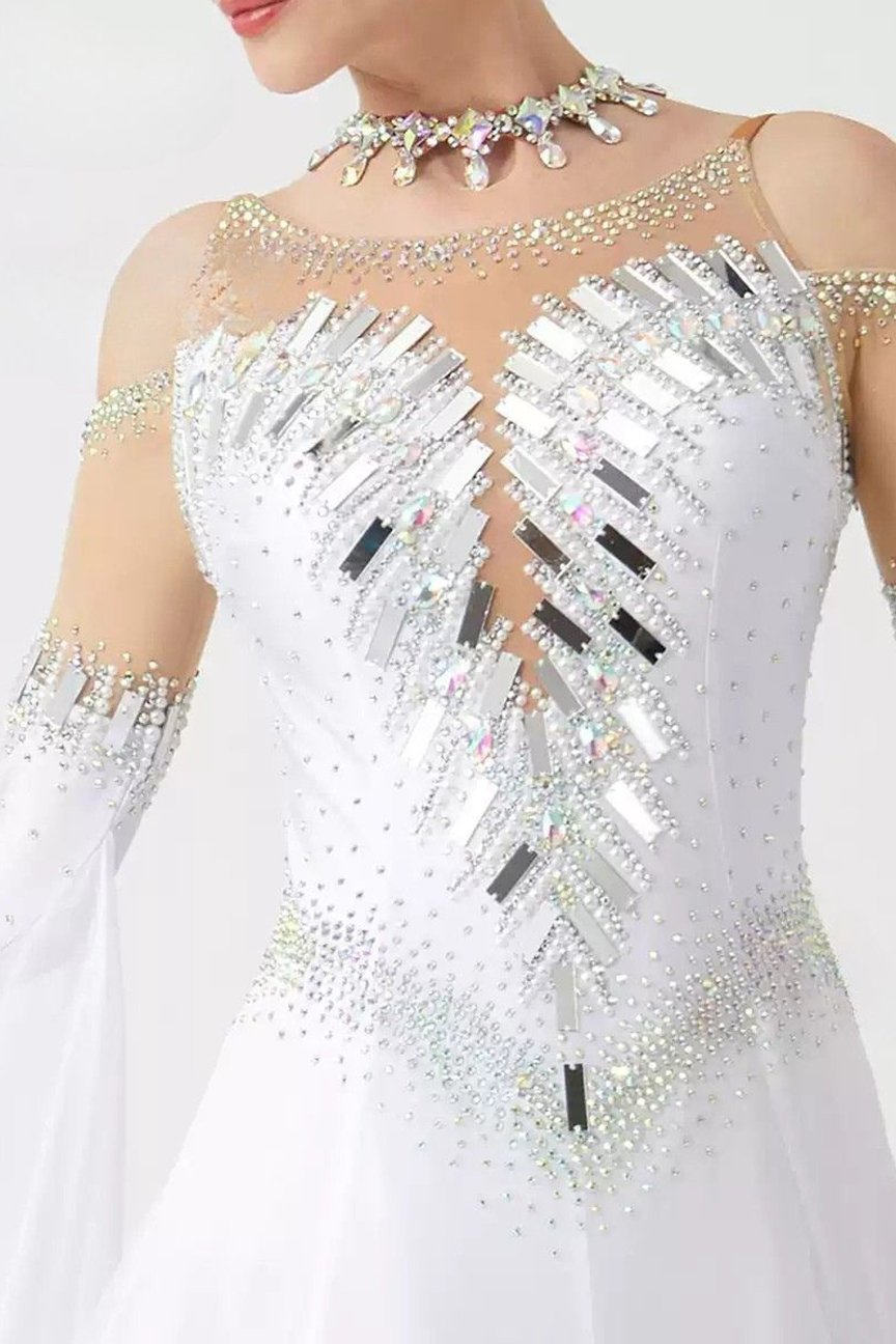 Bailebelle Fashion custom national standard modern dance performance competition dress dance skirt white image 2
