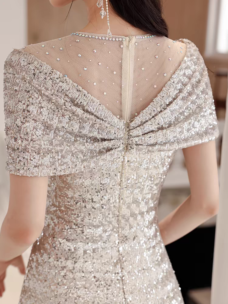 Bailebelle Fashion New Design Red for Women Off Shoulder Banquet Host Engagement Toast Long Length Mermaid Evening Dress Red Rose, Silver image 6
