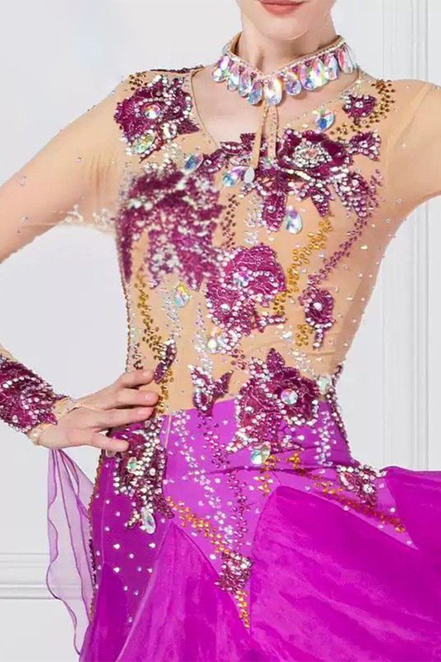 Bailebelle Fashion modern dance performance costumes 2018 new adult female ballroom dance costumes competition costumes  Purple image 2