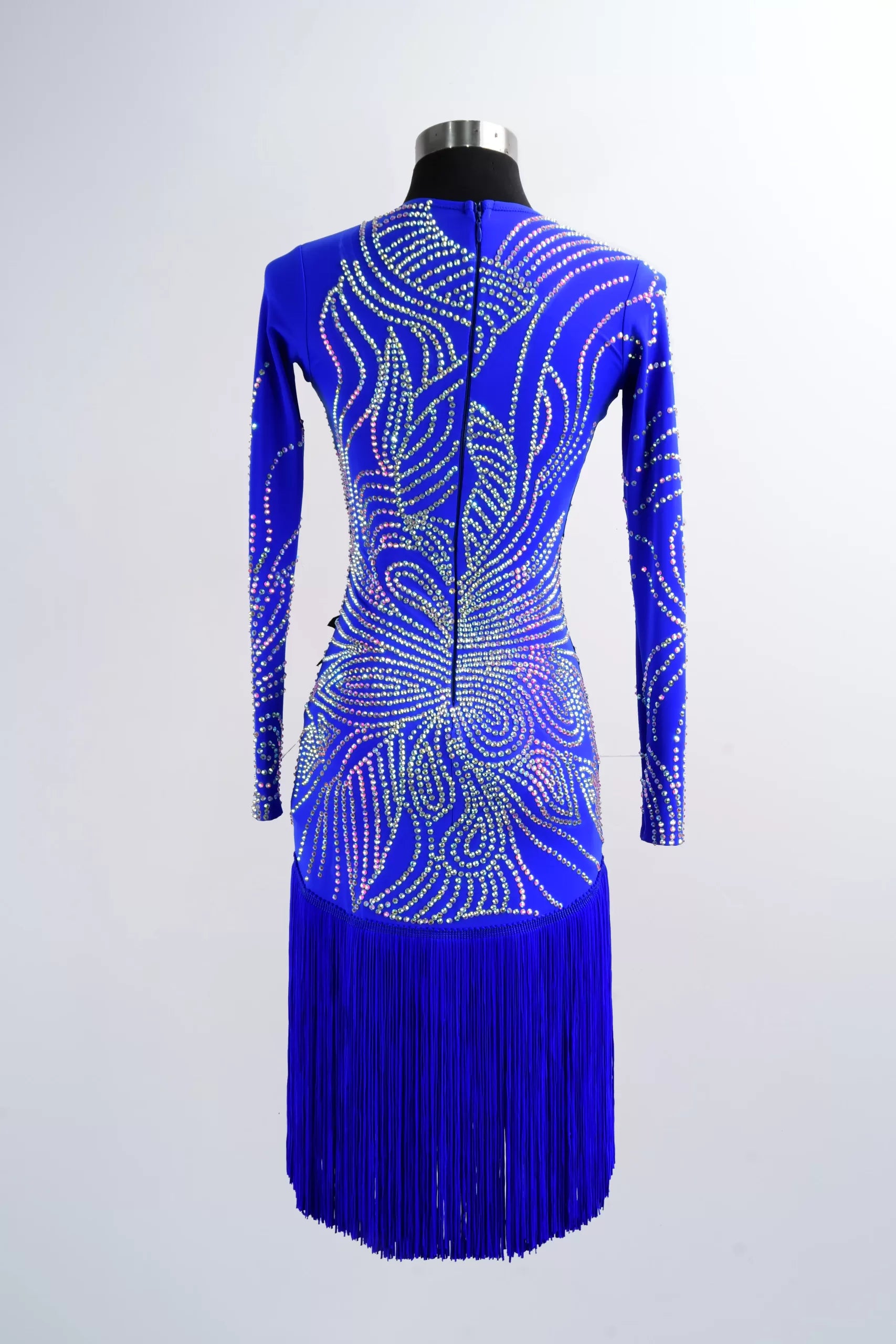 Blue Tassel Cha Cha Ballroom Competition Dancing Outfit – Tango & Salsa Costume image 1