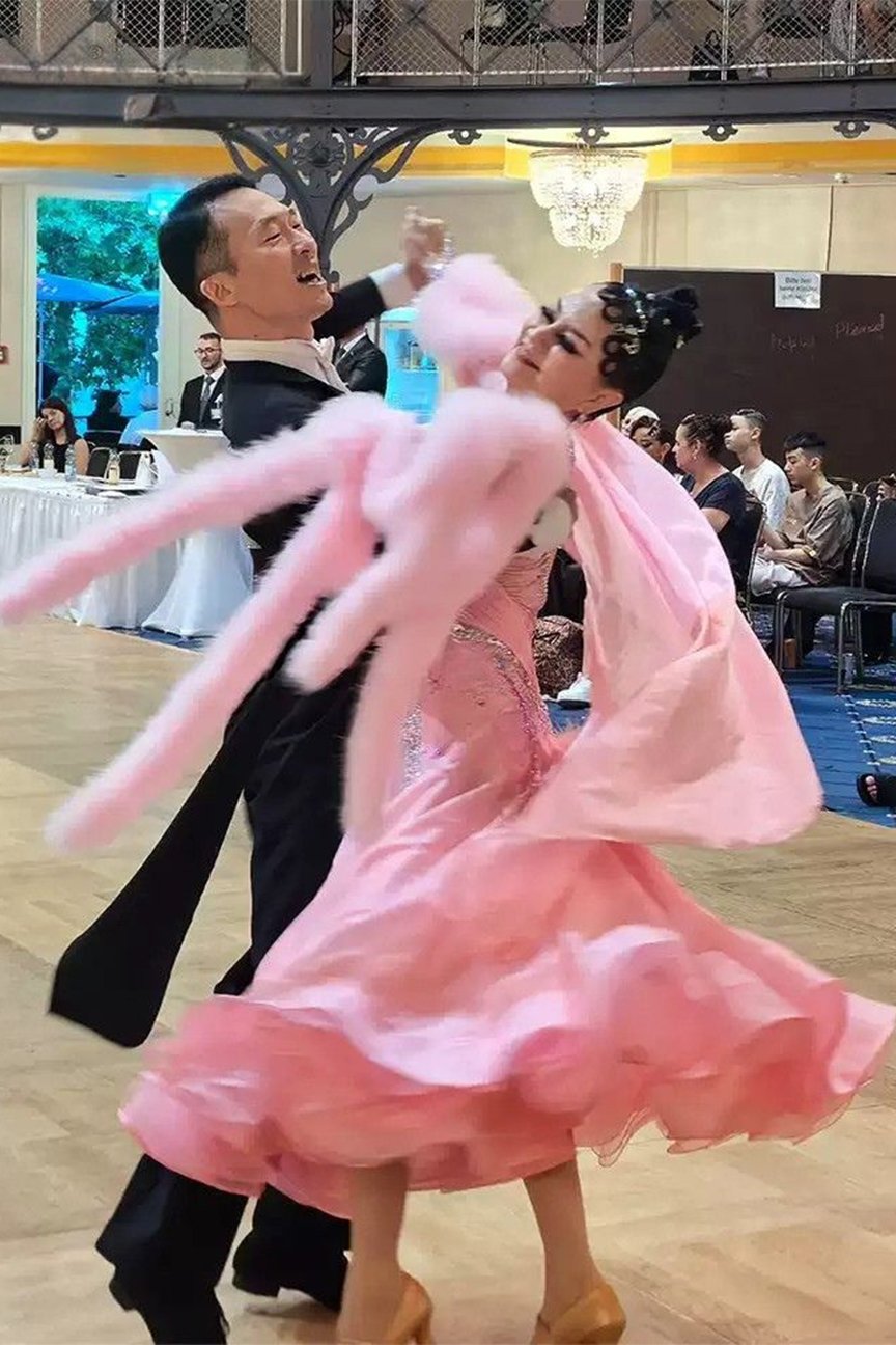 Bailebelle Fashion new national standard dance modern dance performance costume WDSF World Open champion style Pink, Black image 4