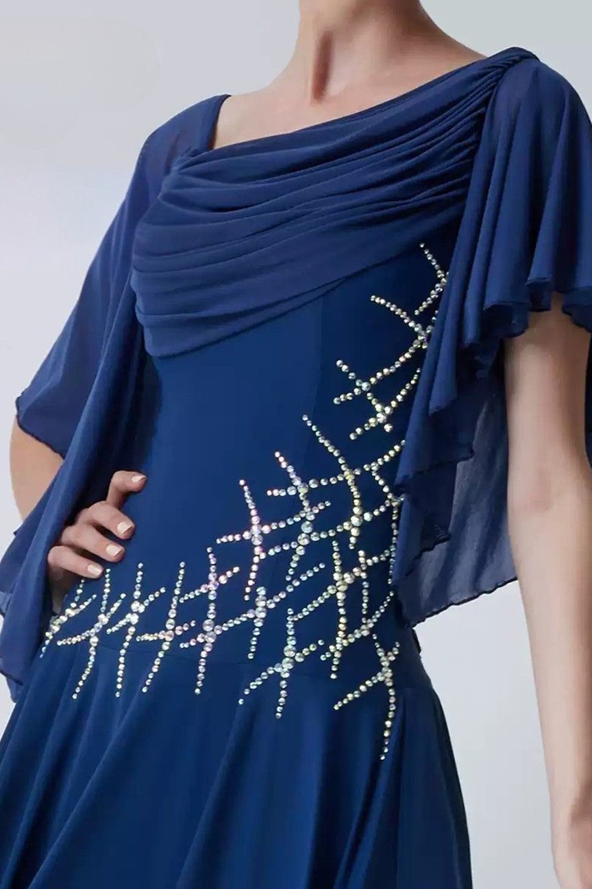 Bailebelle Fashion new national standard modern dance costume big swing dress performance practice clothes ballroom dance Blue image 3
