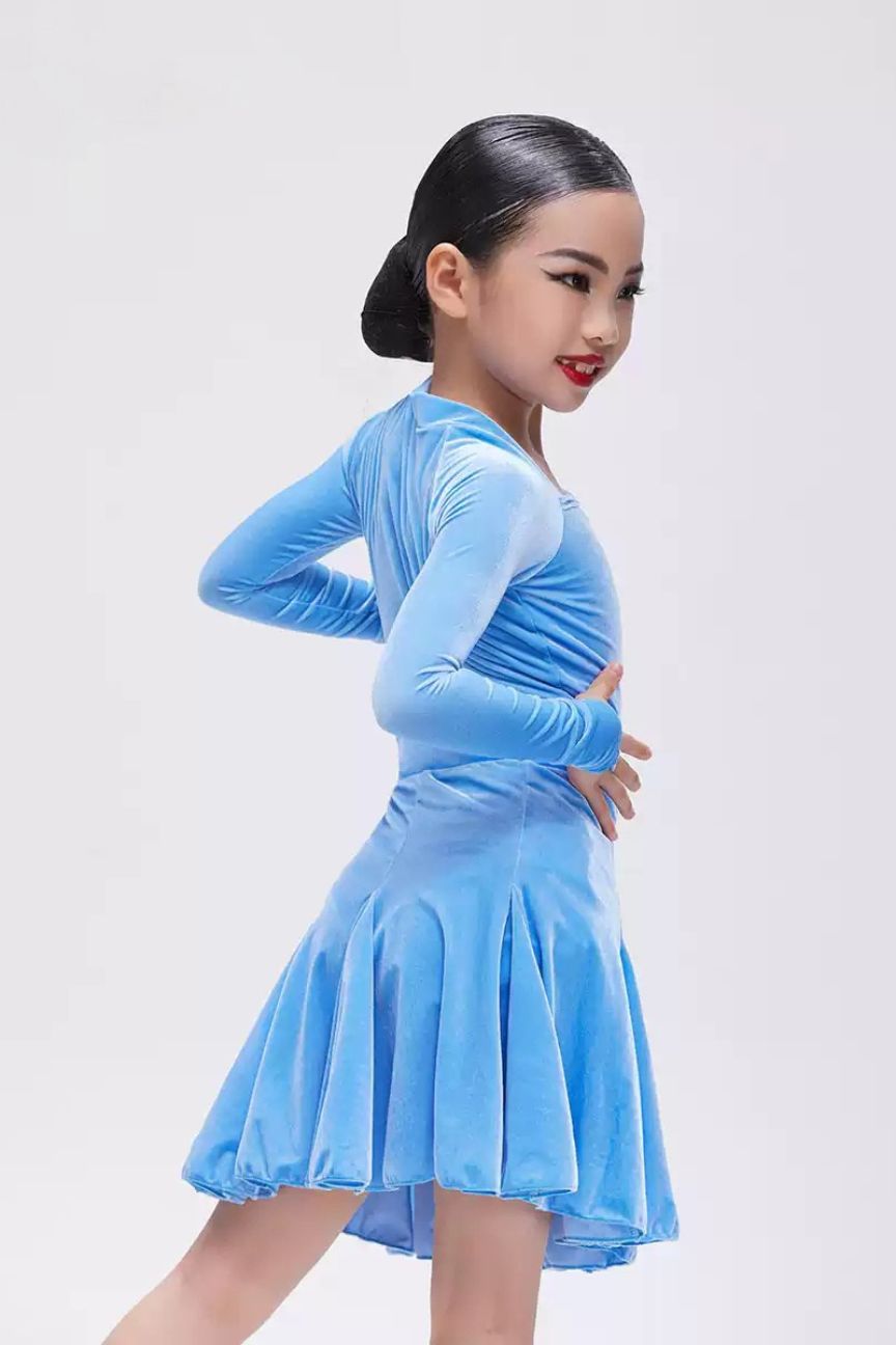 autumn and winter velvet high-end children's international standard dance Latin stage uniforms Customized Latin + Modern Three-piece Set Nylon Pearlesce image 0