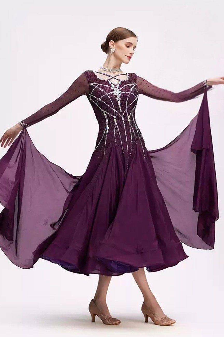 Bailebelle Fashion 2025 new national standard modern dance performance competition dress big swing dress tailor-made Purple image 4