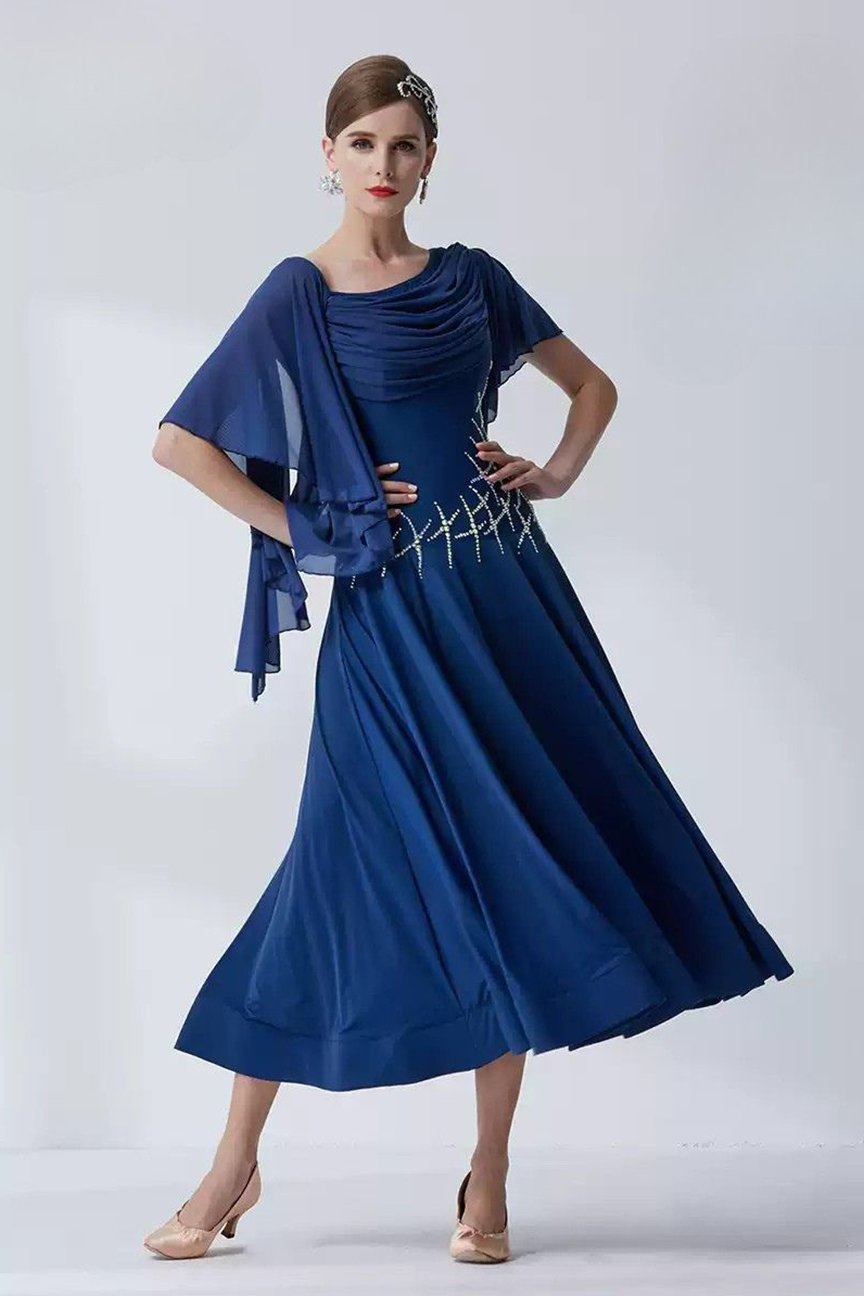 Bailebelle Fashion new national standard modern dance costume big swing dress performance practice clothes ballroom dance Blue image 0