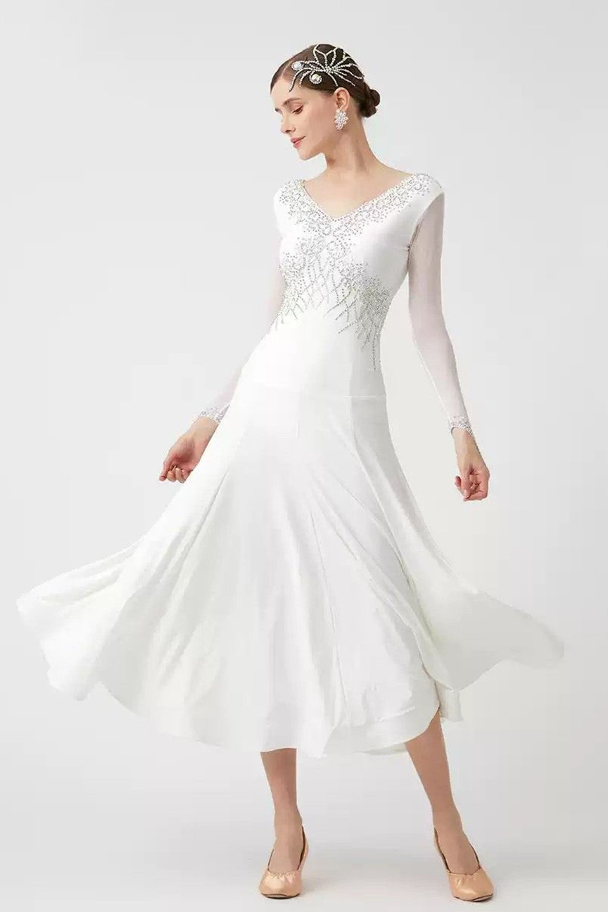 Bailebelle Fashion new national standard modern dance practice clothes ballroom dance waltz big swing dress White image 3