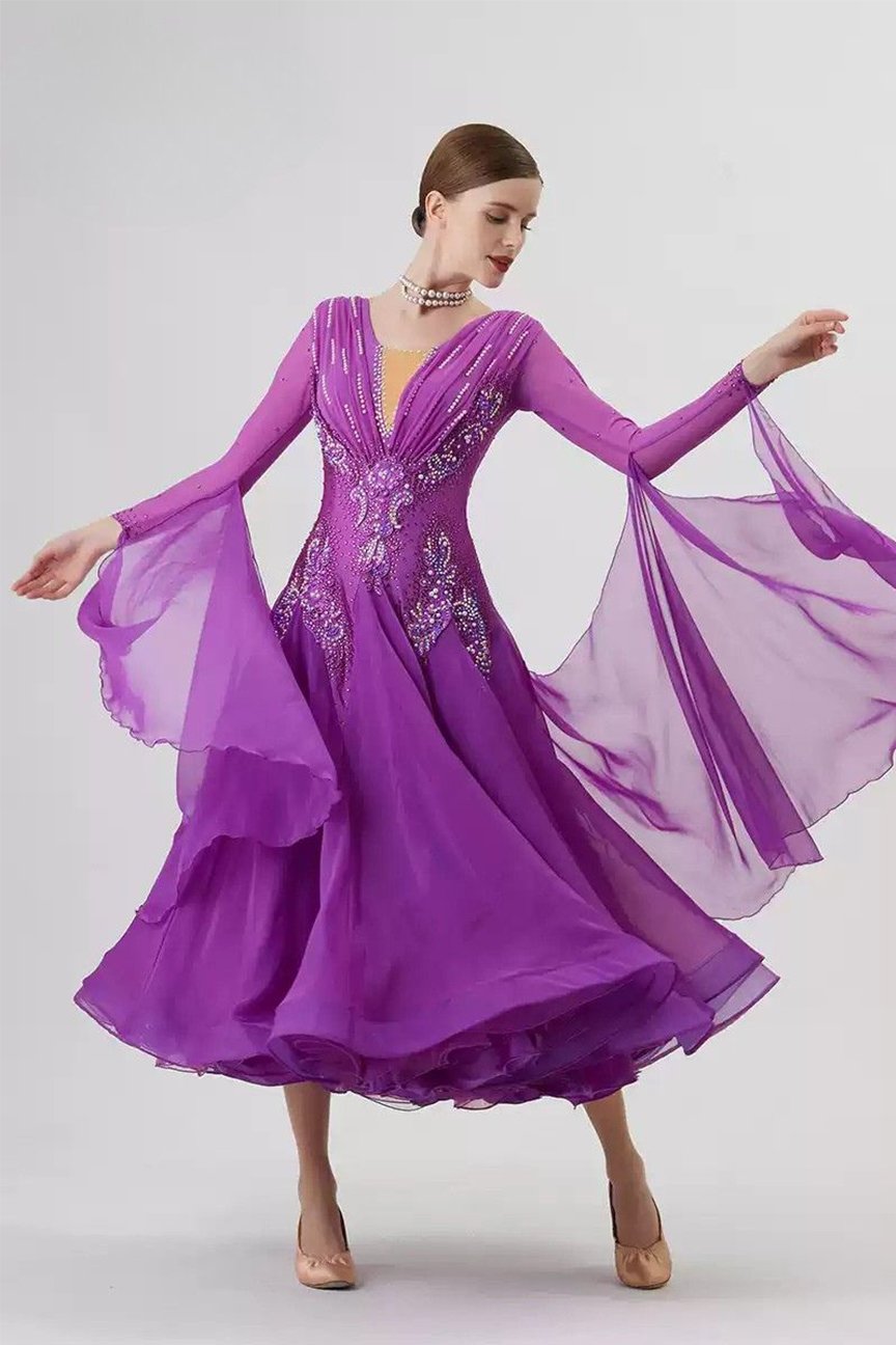Bailebelle Fashion New national standard modern dance performance competition costumes tailor made large swing dress Blue image 0