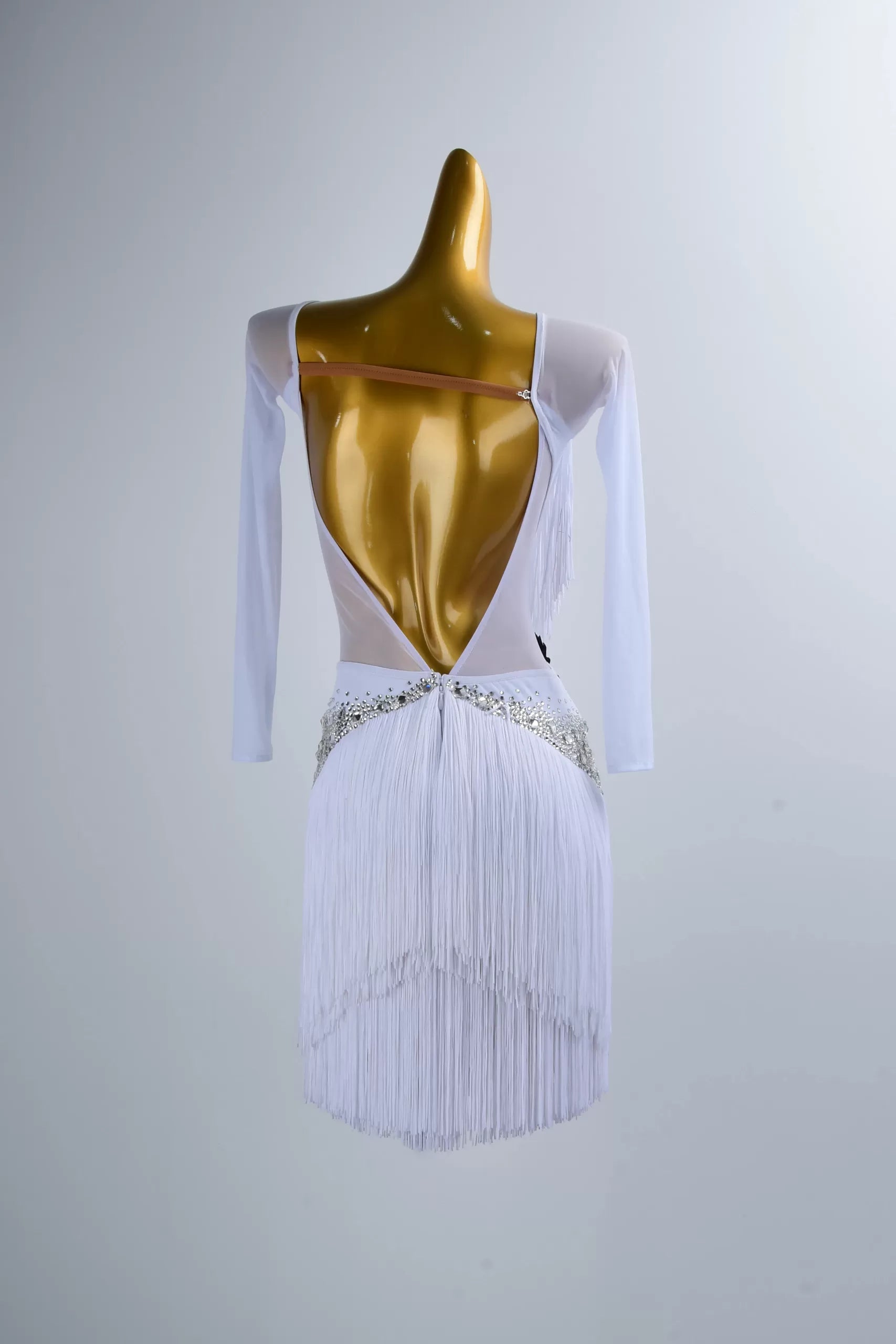 New White Latin Dance Fringe Dress – Adult Competition Costume image 1