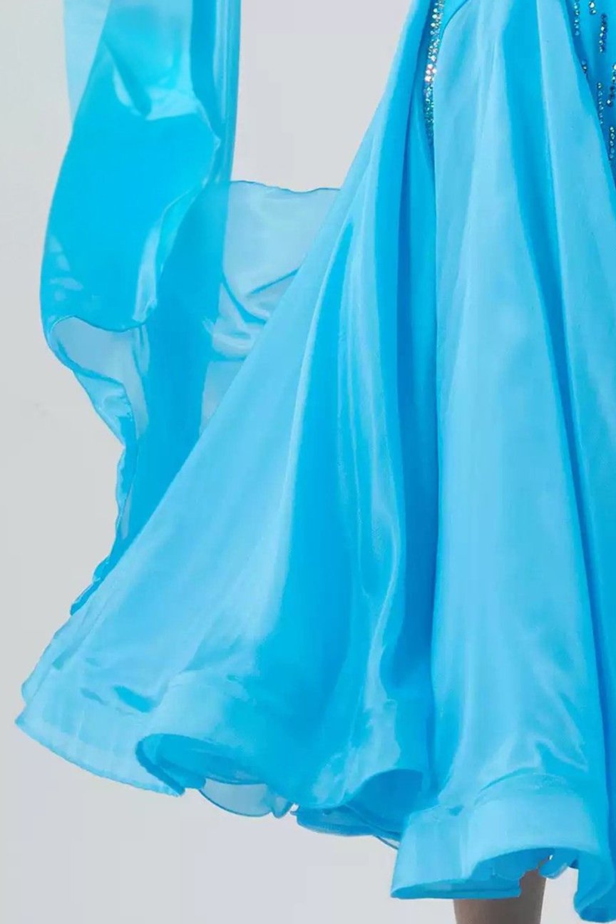 Bailebelle Fashion New national standard modern dance costume performance competition suit custom pearl silk dress Blue image 4