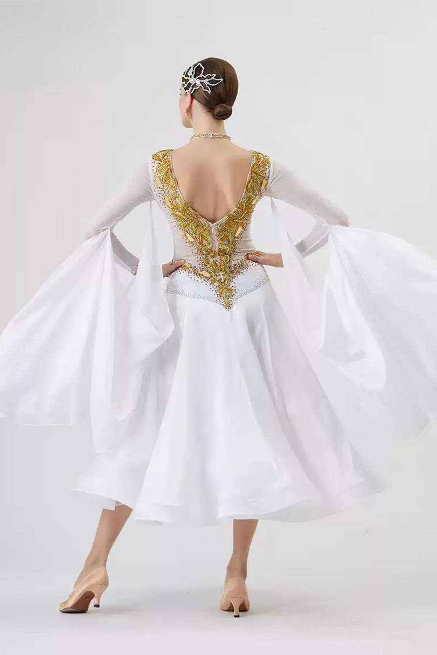Bailebelle Fashion new pearl silk national standard modern dance performance competition costume ballroom dance dress White image 1