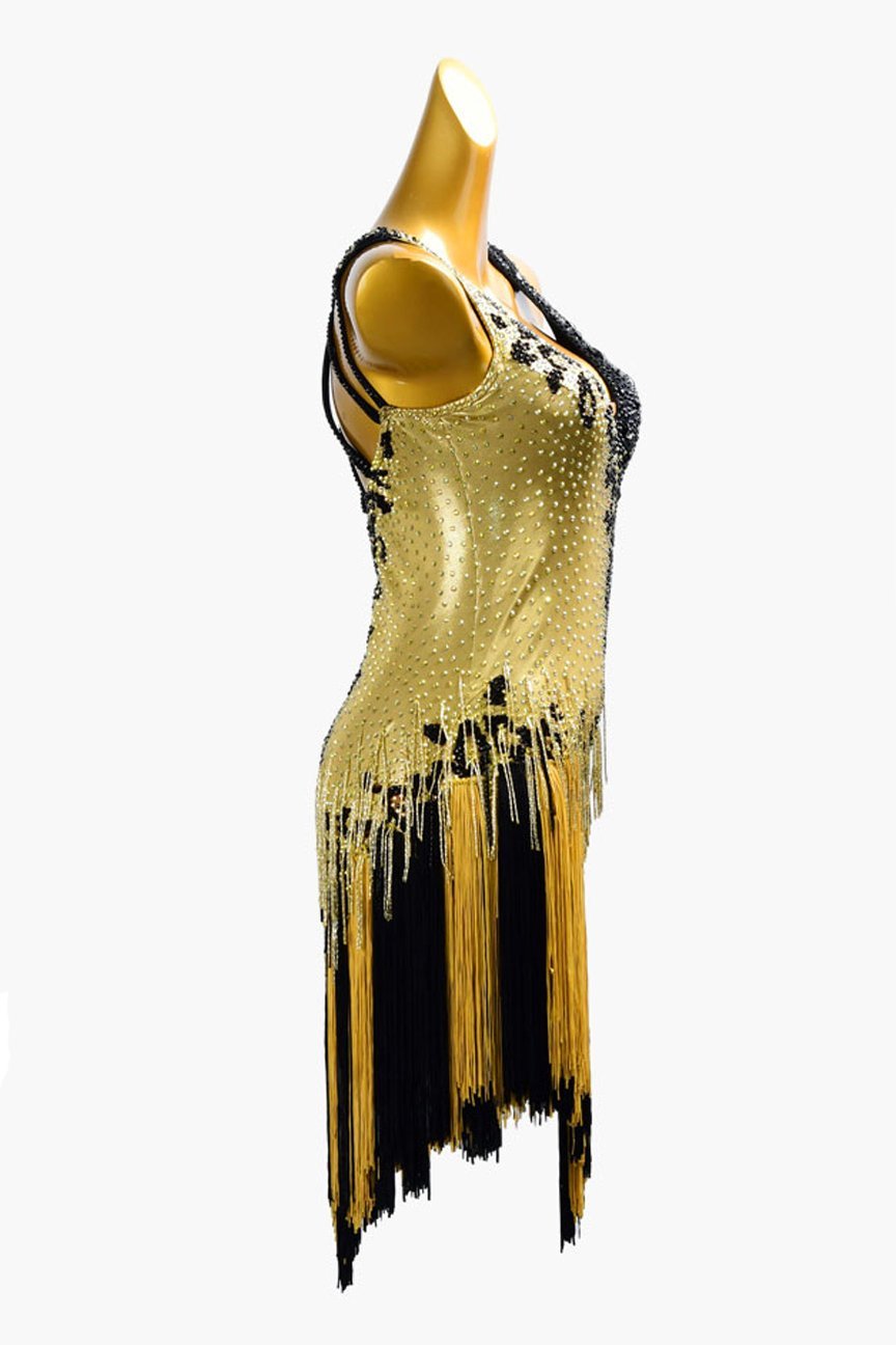 Gold Latin Dance Fringed Skirt image 2