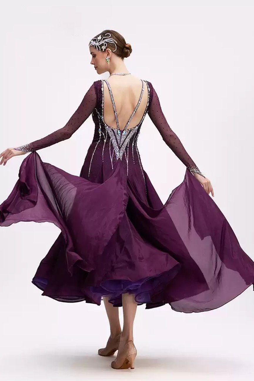 Bailebelle Fashion 2025 new national standard modern dance performance competition dress big swing dress tailor-made Purple image 1