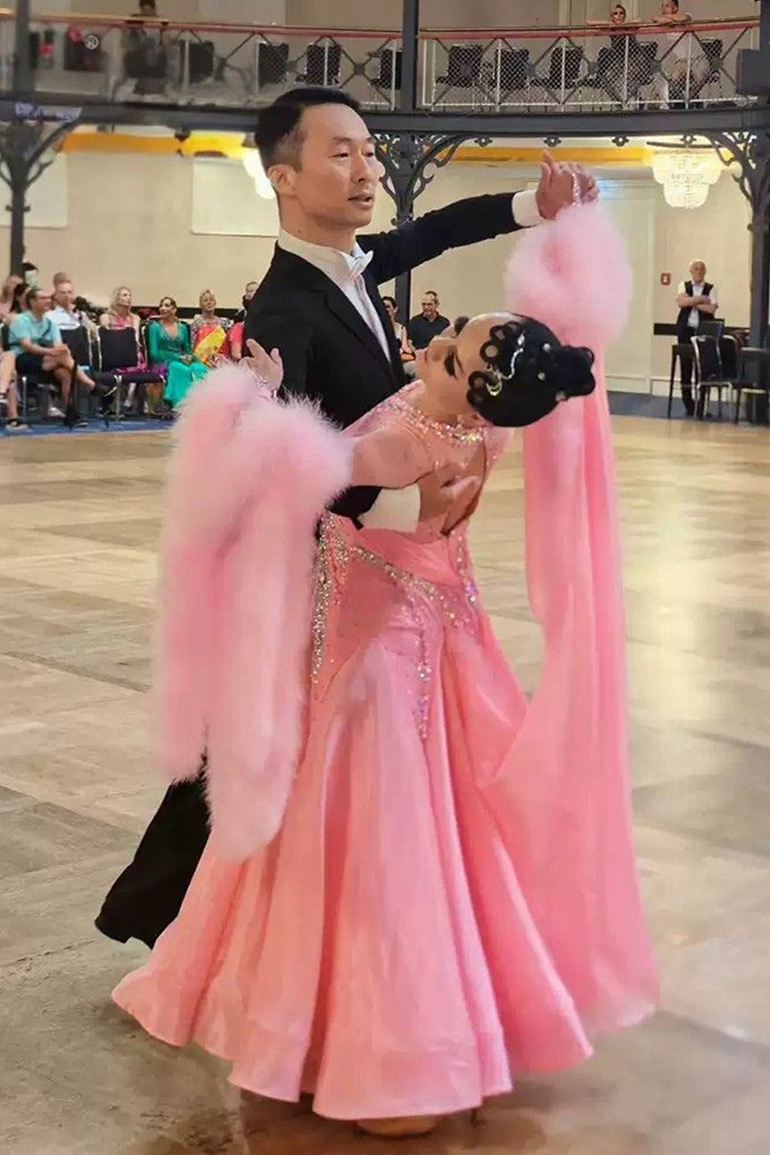 Bailebelle Fashion new national standard dance modern dance performance costume WDSF World Open champion style Pink, Black image 2