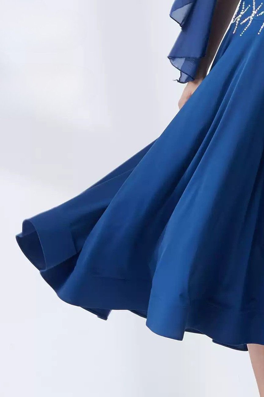 Bailebelle Fashion new national standard modern dance costume big swing dress performance practice clothes ballroom dance Blue image 4