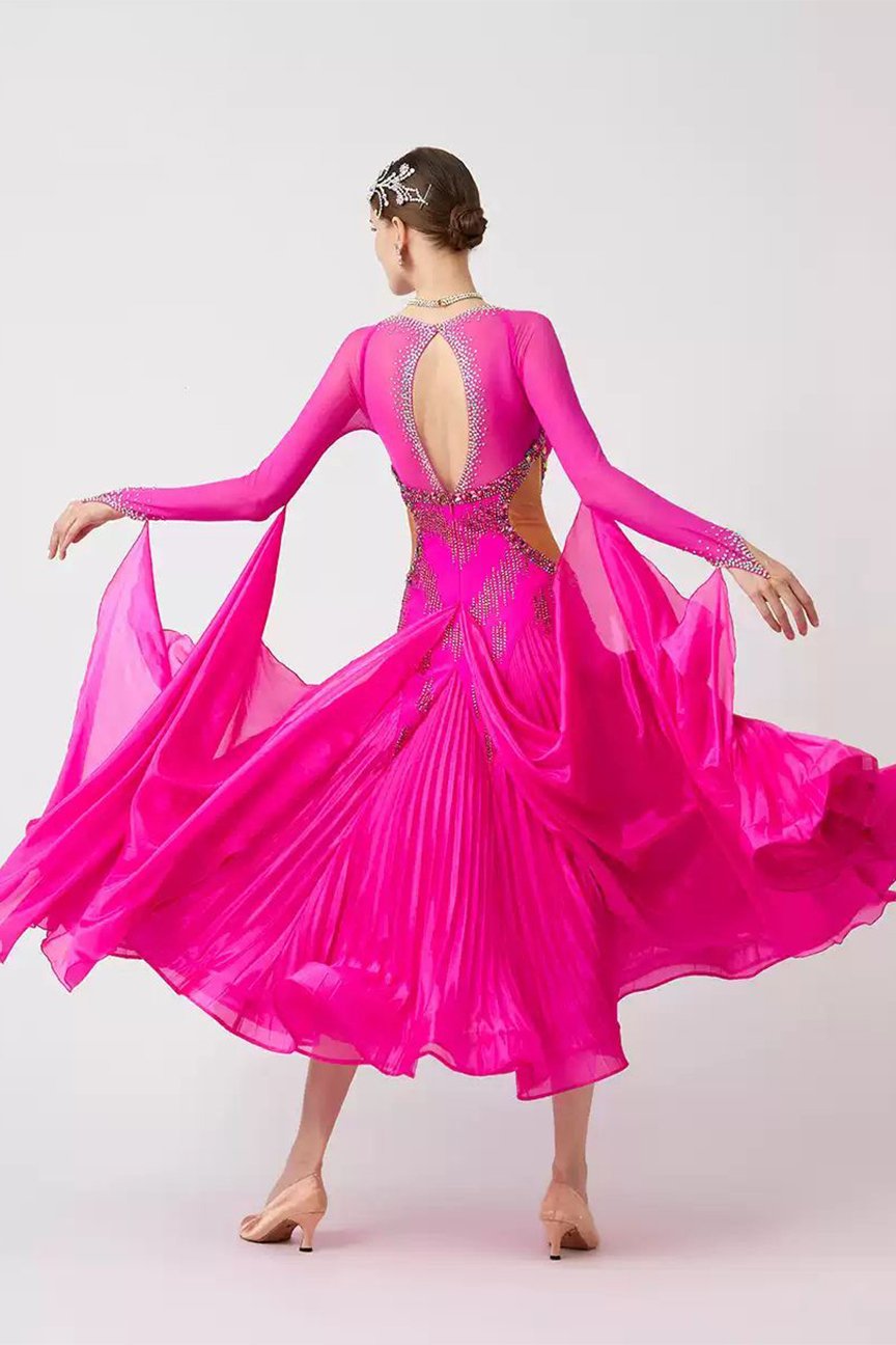 Bailebelle Fashion 2023 new national standard modern dance performance competition costume with diamond swing dress  Pink image 1