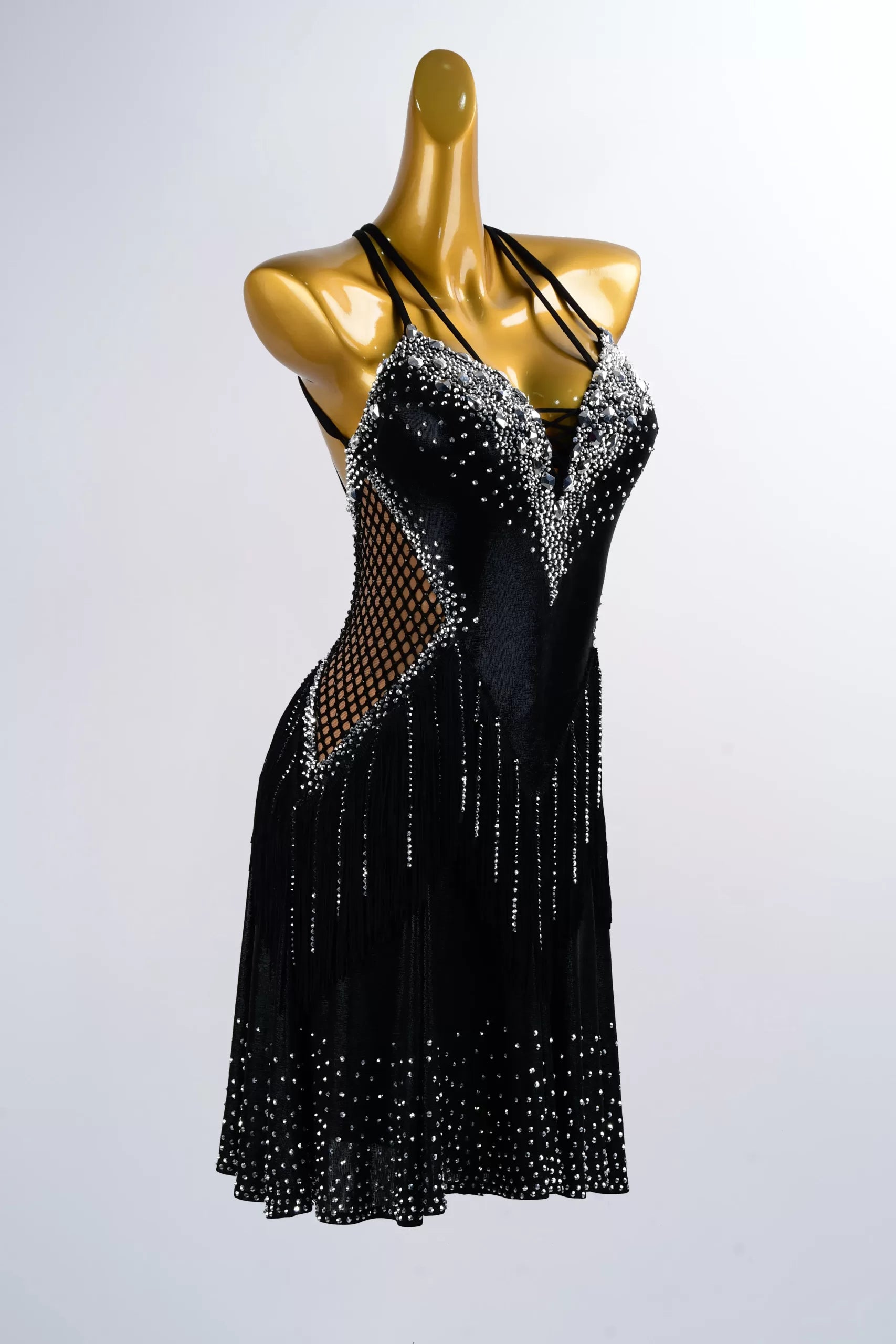 Black Latin Dance Dress Performance Women Short Skirt image 1