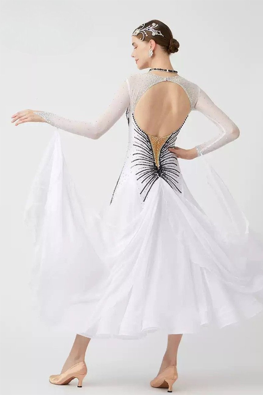 Bailebelle Fashion customized national standard modern dance performance competition costume White, Black image 1