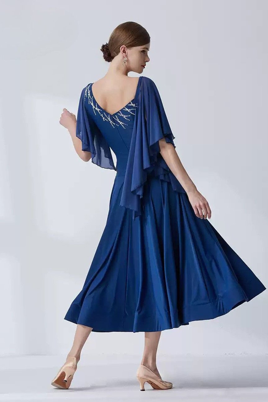 Bailebelle Fashion new national standard modern dance costume big swing dress performance practice clothes ballroom dance Blue image 1