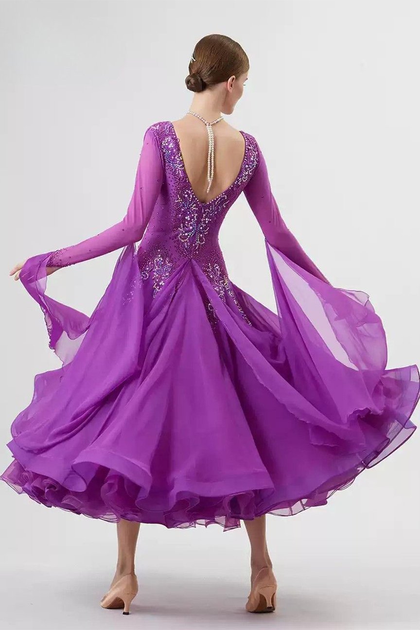Bailebelle Fashion New national standard modern dance performance competition costumes tailor made large swing dress Blue image 1