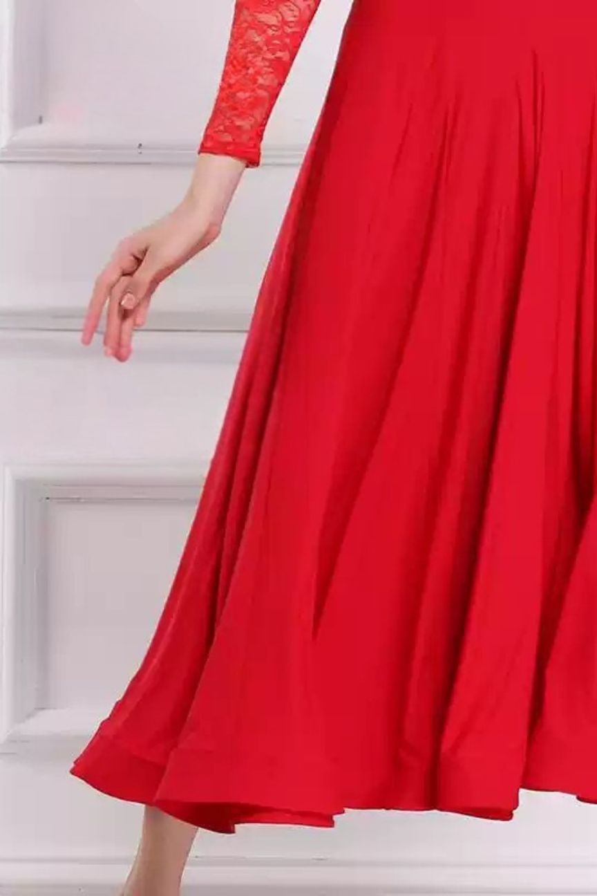 Rhythm dance modern dance practice clothes adult simple contrast color lotus leaf skirt dress ballroom dance performance practice clothes image 0