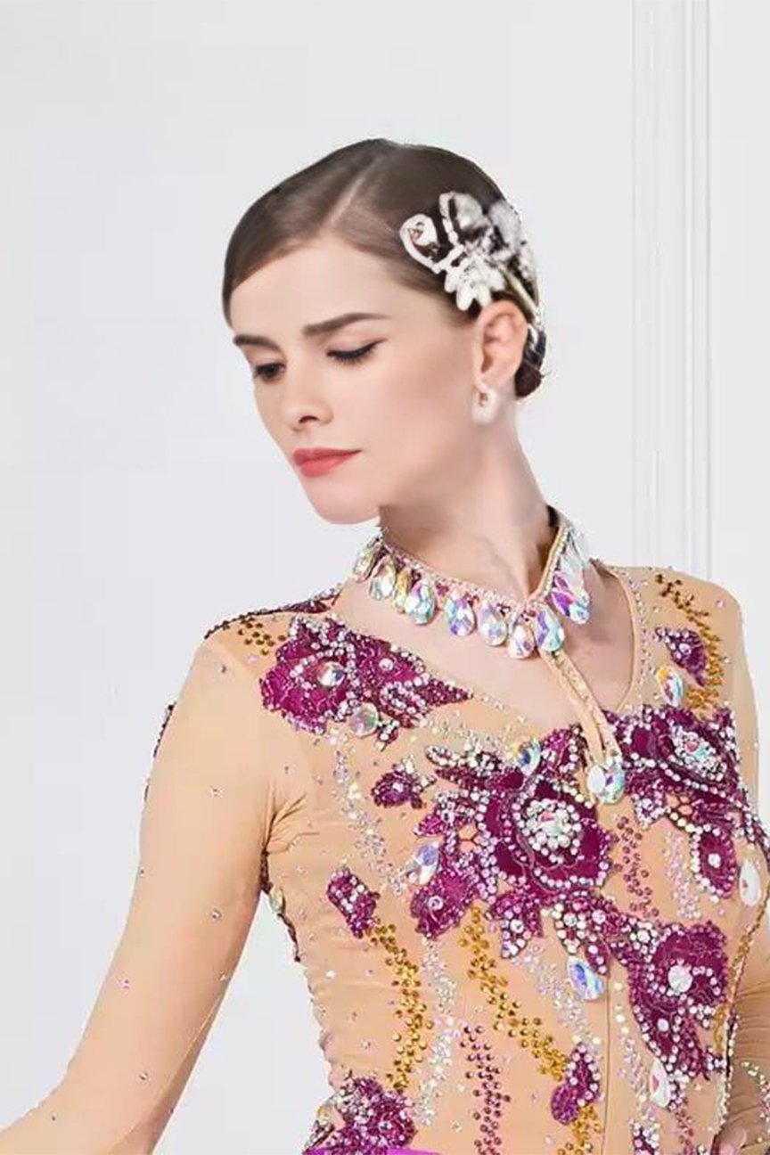 Bailebelle Fashion modern dance performance costumes 2018 new adult female ballroom dance costumes competition costumes  Purple image 5