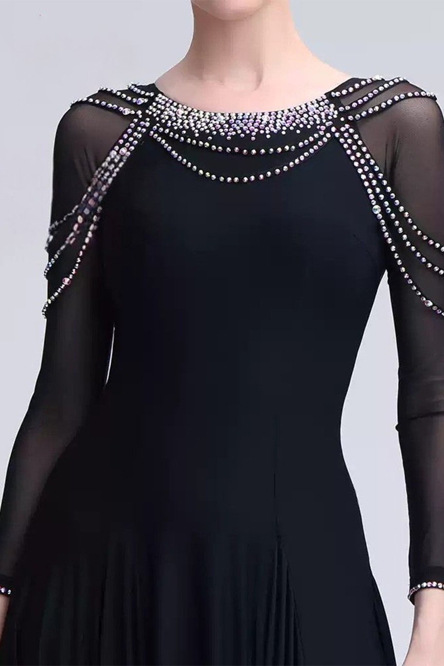 Bailebelle Fashion 2025 National Standard Dance Modern Dance Practice Dress Ballroom Dance Waltz Swing Skirt Customized Black image 5