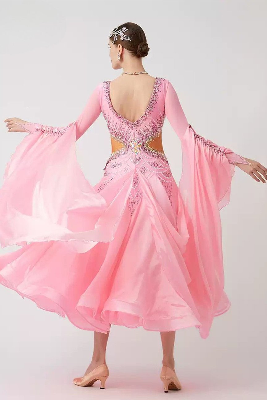 Bailebelle Fashion 24 years new national standard modern dance performance uniform ballroom dance pink image 1