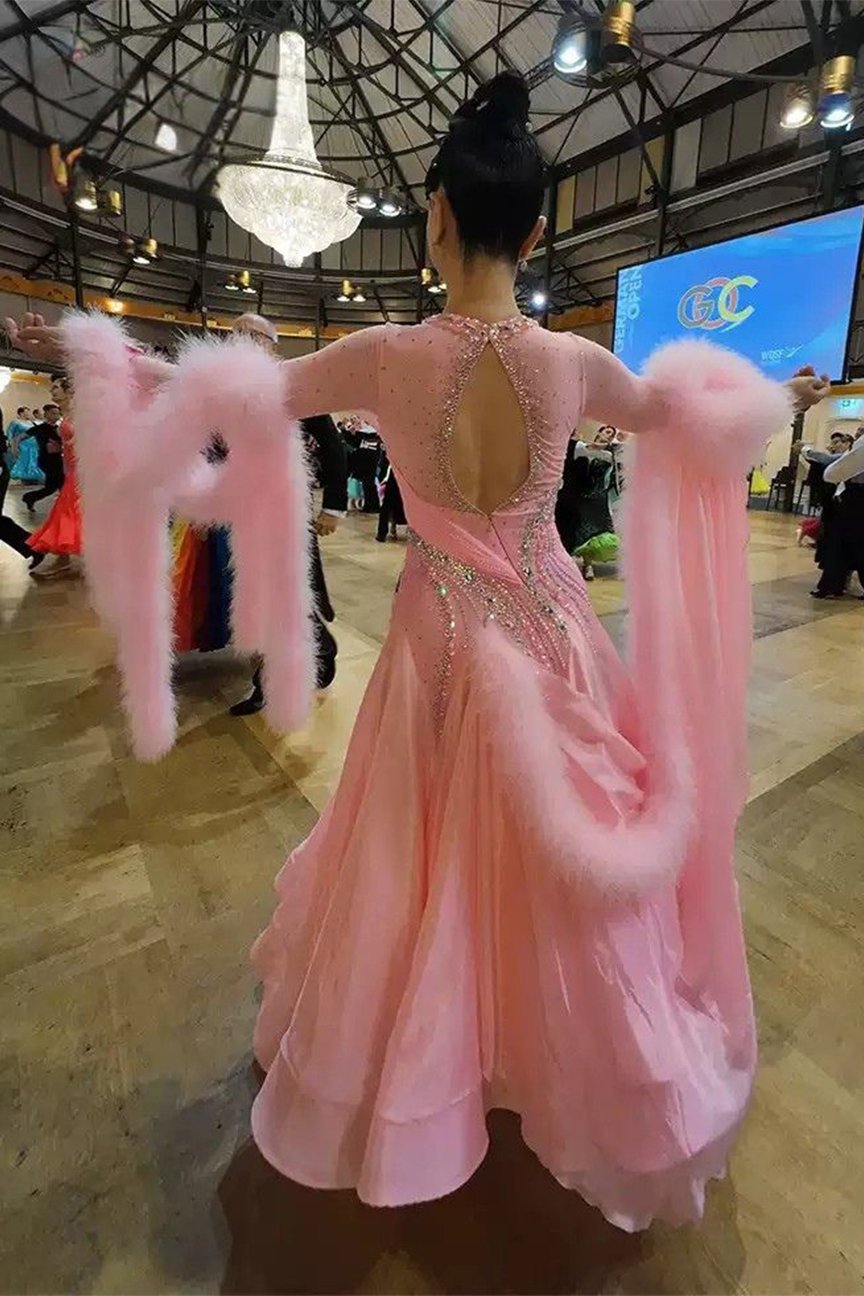 Bailebelle Fashion new national standard dance modern dance performance costume WDSF World Open champion style Pink, Black image 1