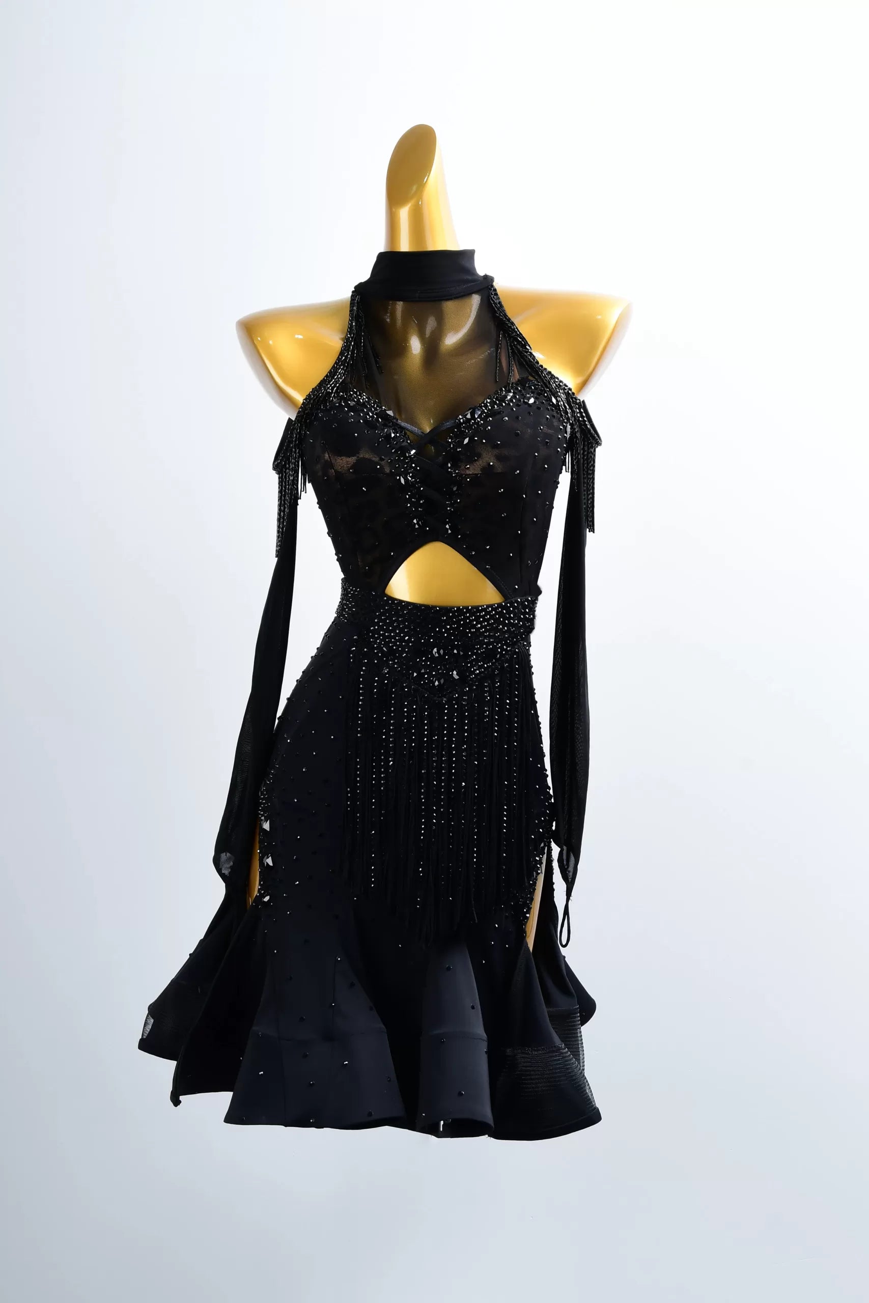 Black Fringe Latin Dance Professional Competition Dress image 0