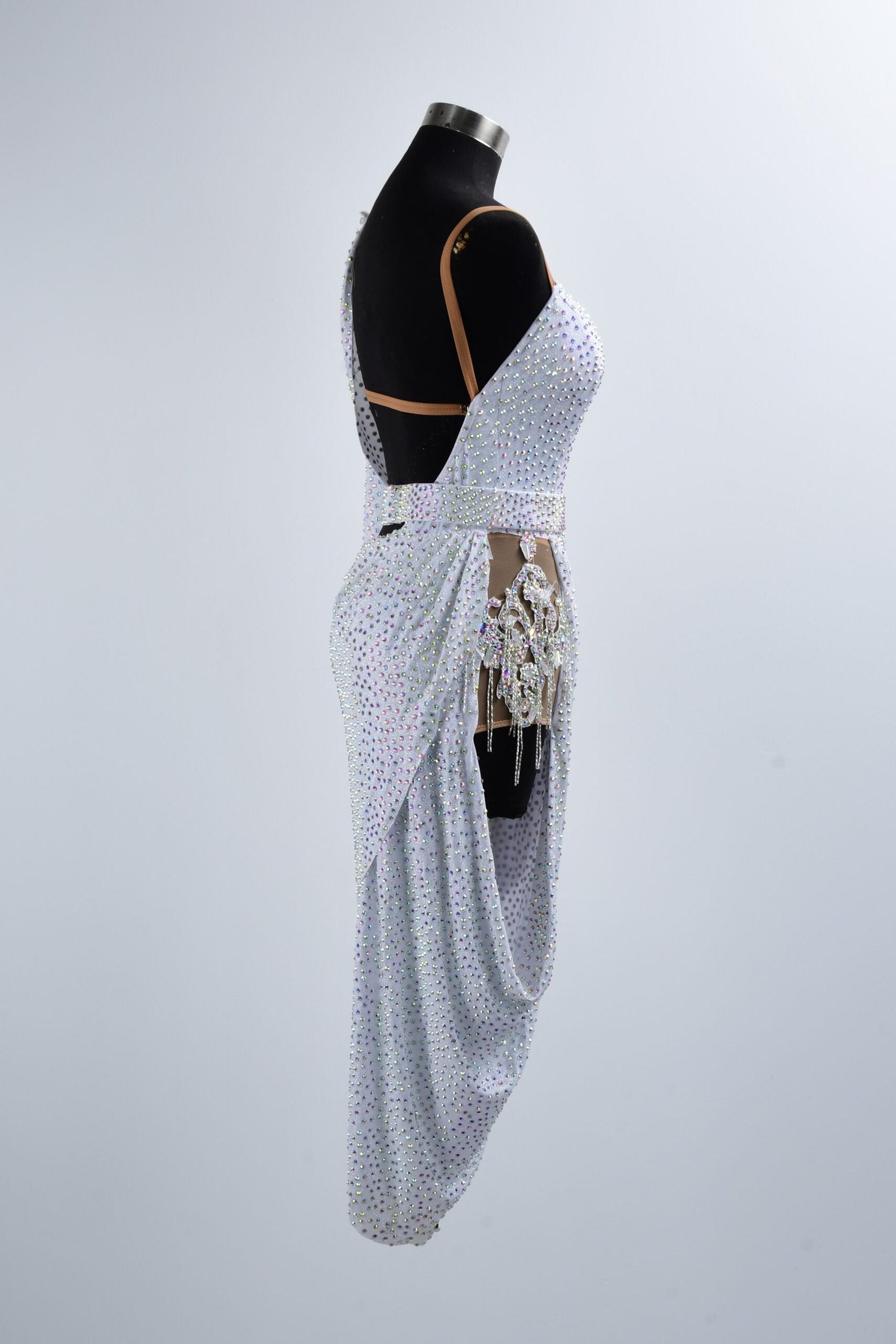 White Slim-Fit Flash Diamond Sexy Dance Dress image 2