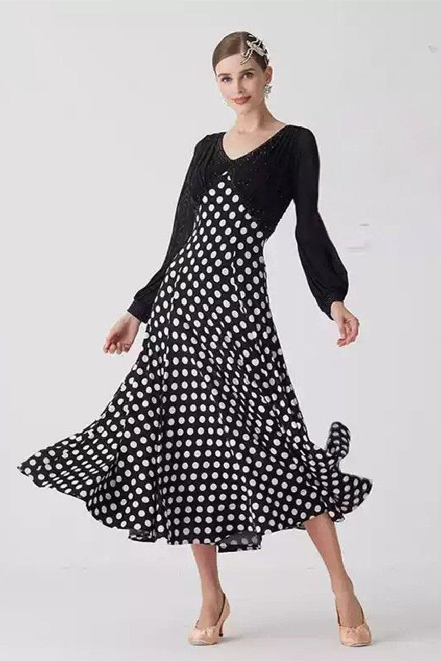 Bailebelle Fashion new national standard modern dance practice clothing ballroom dance waltz dress custom dance skirt White, Black image 3