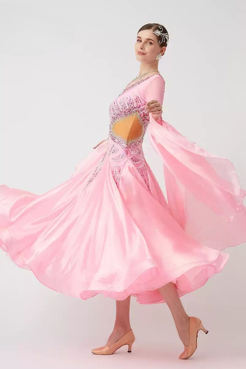 Bailebelle Fashion 24 years new national standard modern dance performance uniform ballroom dance pink image 2