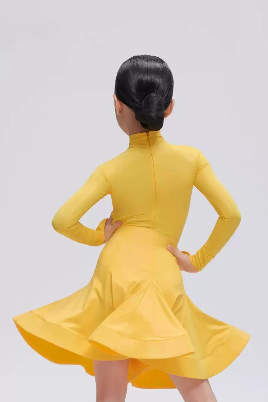 dance high collar standard dance children's group girls professional Latin dance performance clothes Nylon Pearlesce image 0