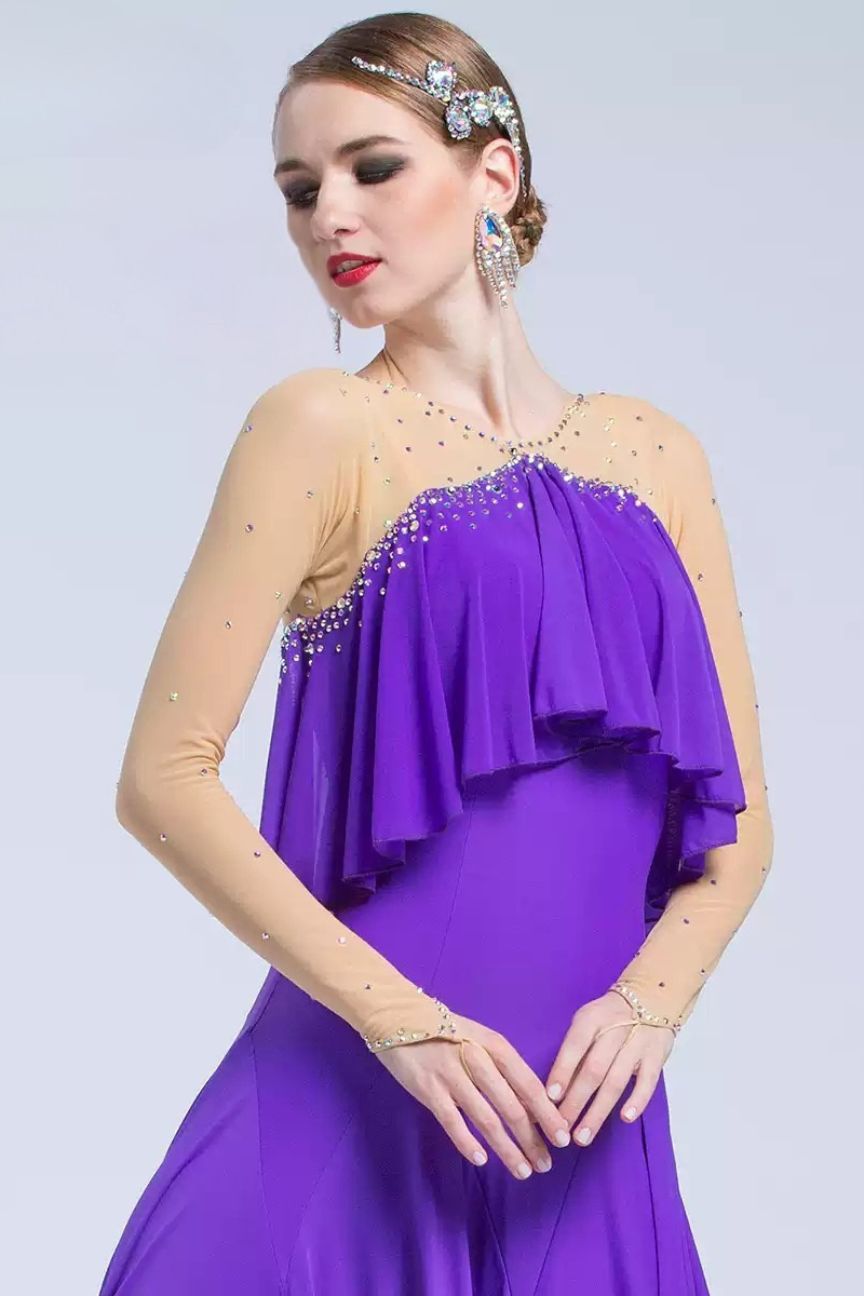 dance modern dance practice dress autumn adult female national standard waltz performance practice clothes big swing dress image 0