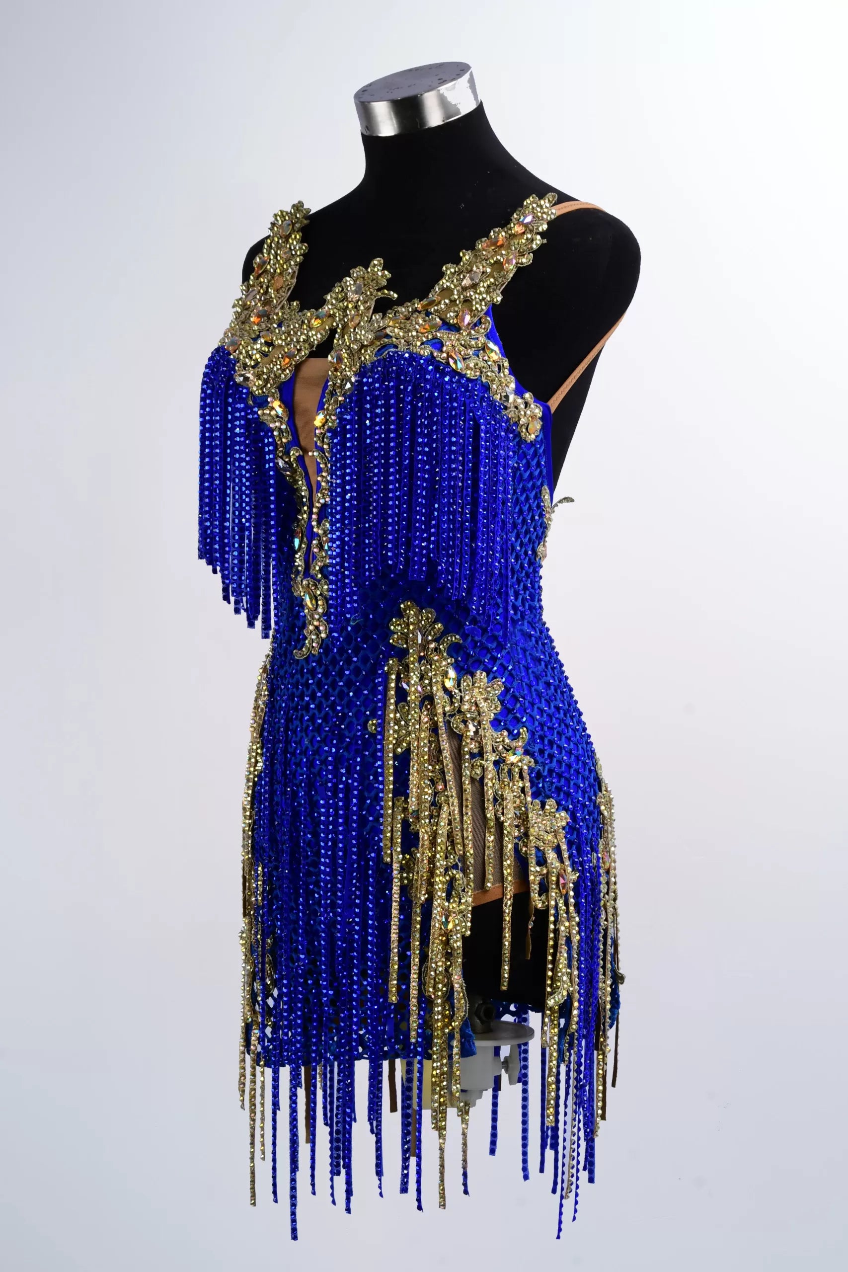 Stretch Net Ostrich Feather Latin Dance Competition Dress image 1