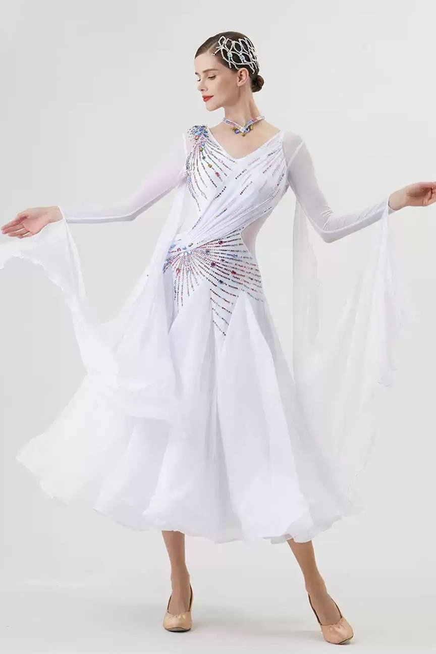 Bailebelle Fashion new tailor-made national standard modern dance performance competition big swing dress clothing female White image 3