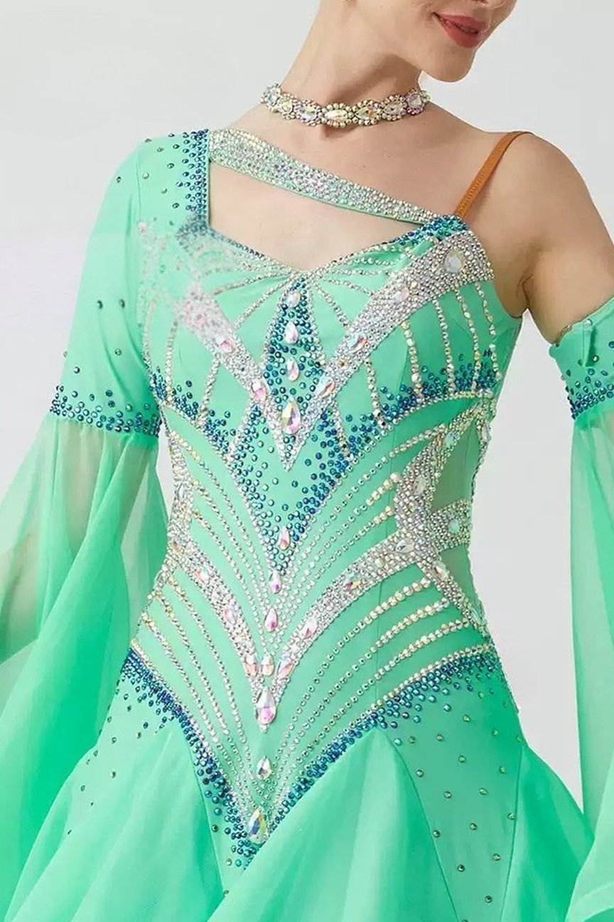 Bailebelle Fashion Modern dance costumes, ballroom dance performances, competition costumes Green image 4