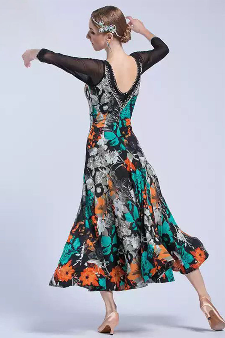 new modern dance practice dress adult female summer print big swing social dance costume big swing image 0