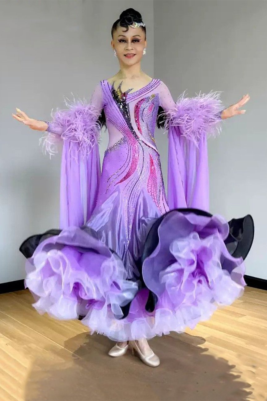 Bailebelle Fashion 25 years of British Blackpool competition professional national standard modern dance performance service Black, Purple image 4