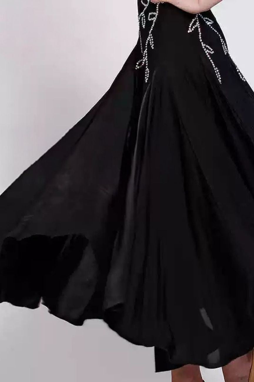 Rhythm dance big swing black national standard modern dance skirt dance clothes new social dress practice image 0