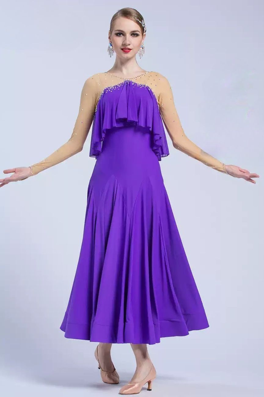 dance modern dance practice dress autumn adult female national standard waltz performance practice clothes big swing dress image 0