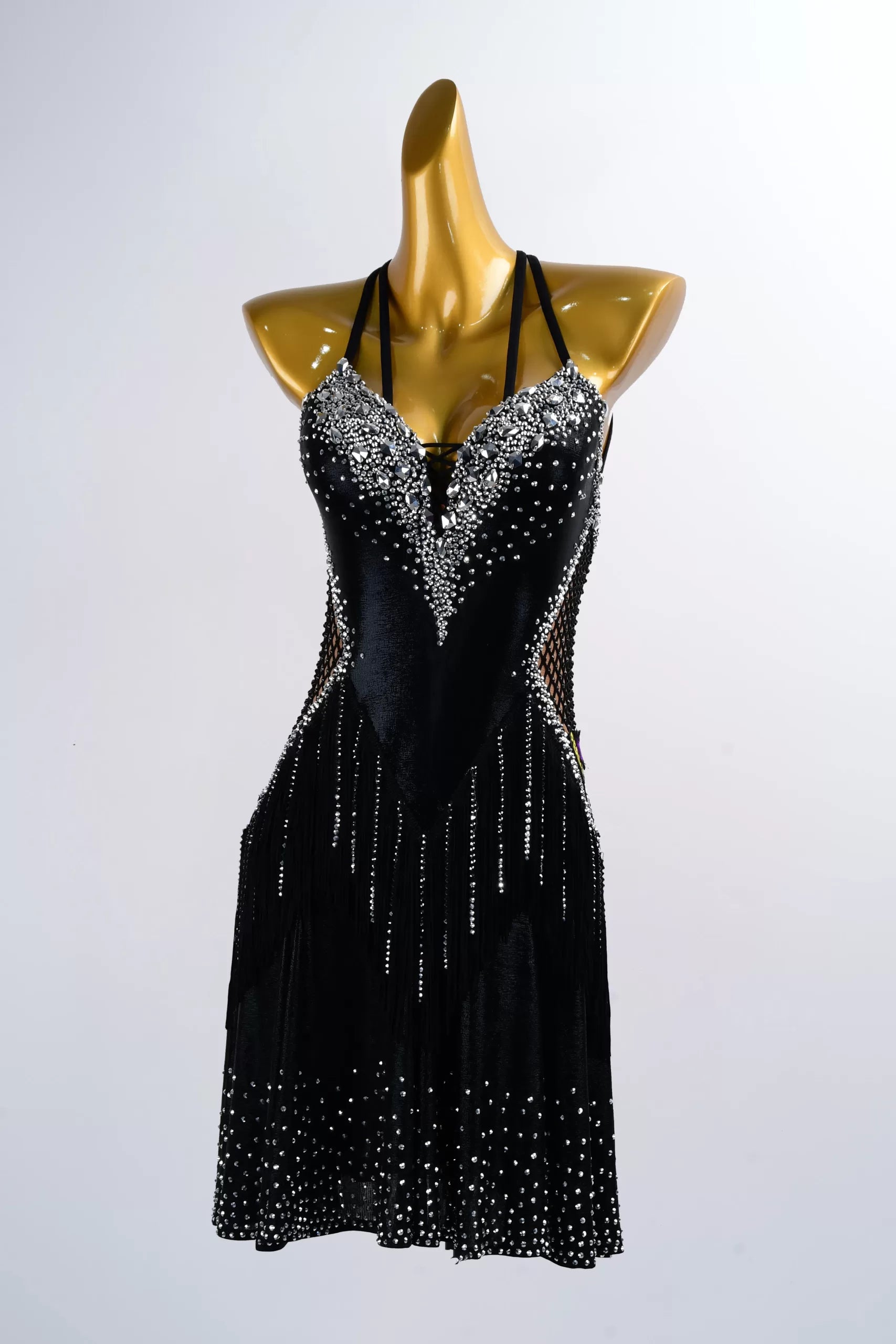 Black Latin Dance Dress Performance Women Short Skirt image 0