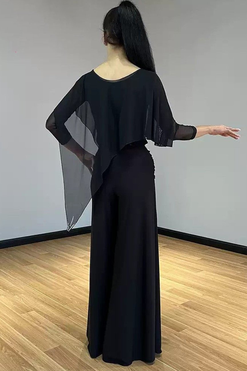 Bailebelle Fashion new national standard modern dance clothes top wide-leg pants suit modern dance practice clothes Black image 0