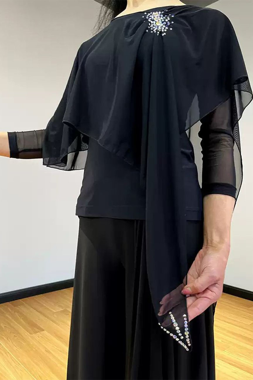 Bailebelle Fashion new national standard modern dance clothes top wide-leg pants suit modern dance practice clothes Black image 3