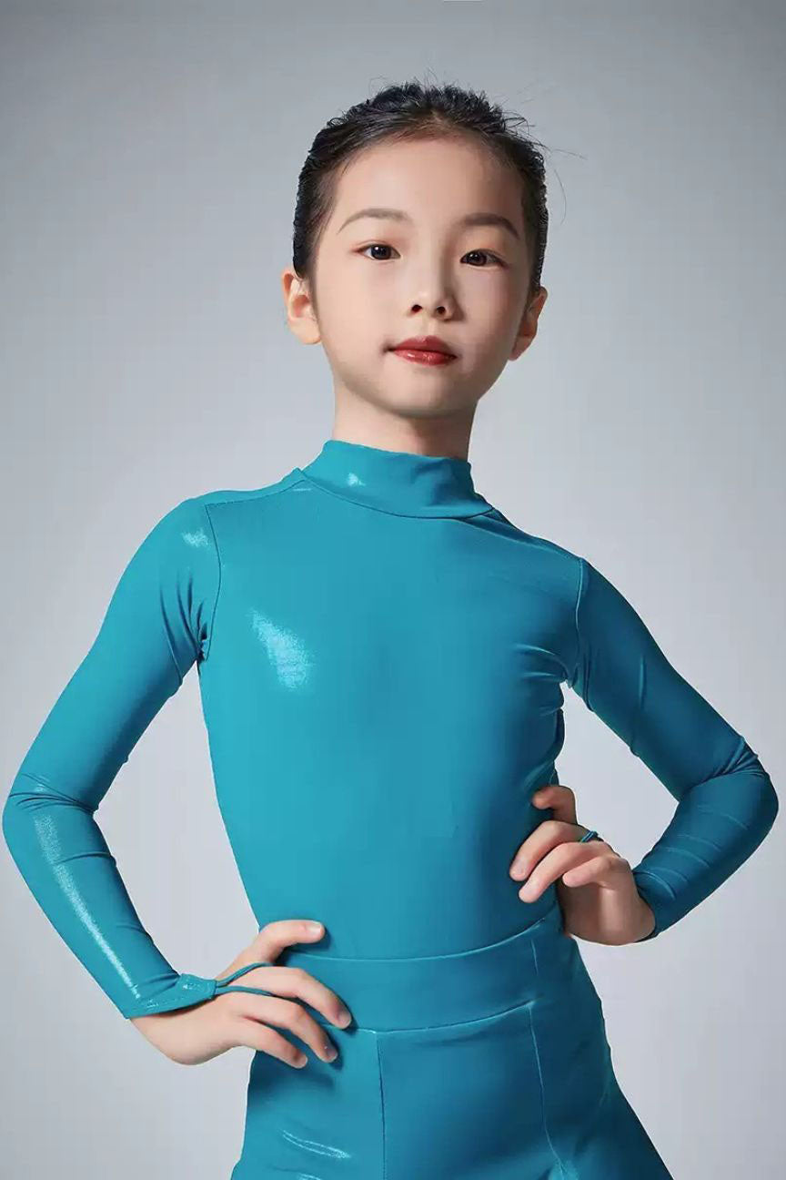 children's national standard Latin dance clothes Customized Latin + Modern Three-piece Set Nylon Pearlesce image 3