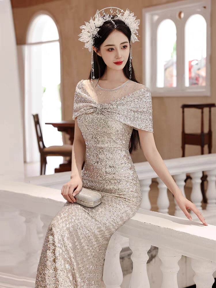 Bailebelle Fashion New Design Red for Women Off Shoulder Banquet Host Engagement Toast Long Length Mermaid Evening Dress Red Rose, Silver image 15