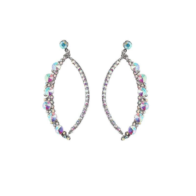 New geometric earrings simple long rhinestone earrings high end street shooting accessories earrings