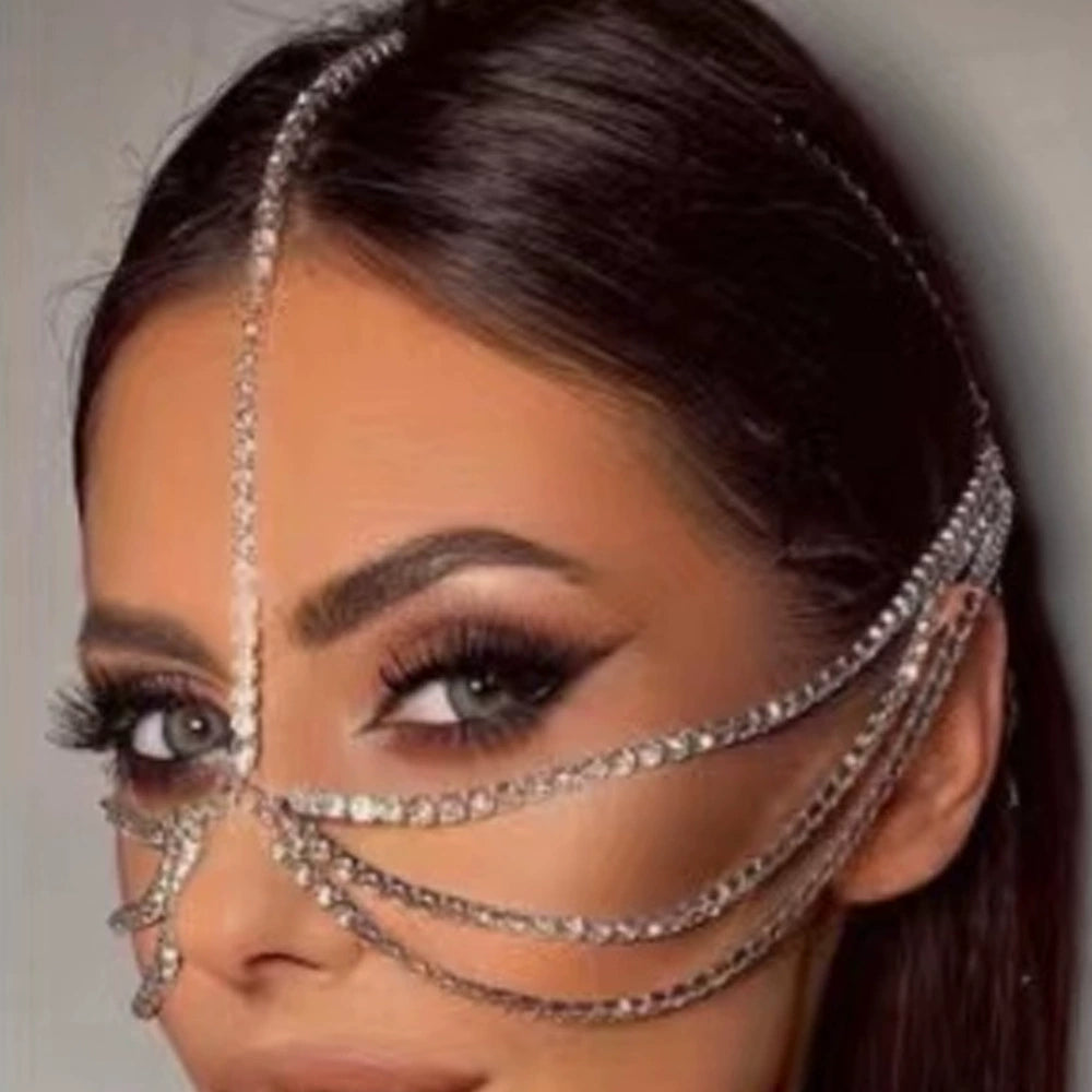 Rhinestone face chain women sexy fashion personality multi layer face jewelry face chain